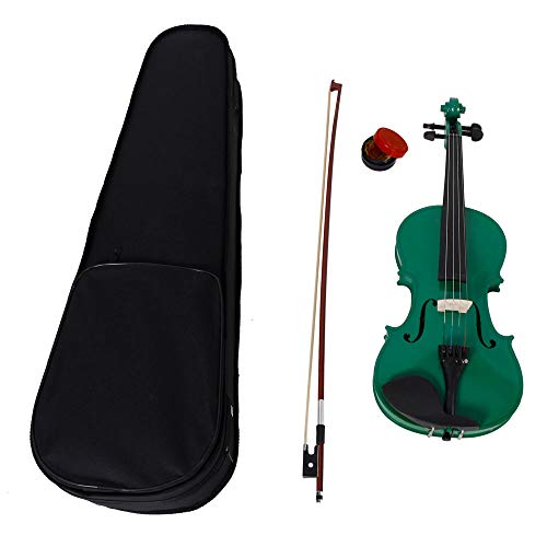 LAGRIMA 4/4 Beginner Kid Violin, Handcrafted Acoustic Violin Beginner Kit, Case, Bow and Rosin, Green