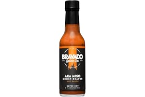 Aka Miso Ghost Reaper Hot Sauce By Bravado Spice FEATURED ON HOT ONES Gluten Free, Vegan, Low Carb, Paleo Hot Sauce All Natural 5 oz Hot Sauce Bottle Award Winning Gourmet Hot Sauce