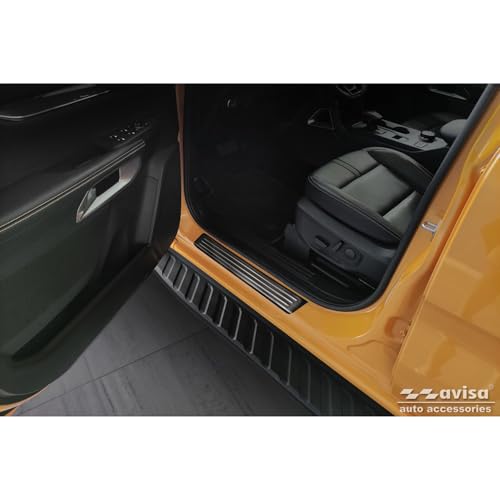 Avisa Black Inox door sill protectors compatible with Ford Ranger VI 2022- Lines - 4-pieces