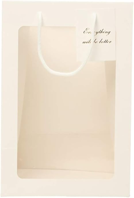 Amazon Co Jp Maruikao 5枚入り ギフトバッグ 手提げ袋 透明窓付き 紙袋 ラッピング袋 引き出物袋 花束用 プレゼント用 白い大 ホーム キッチン