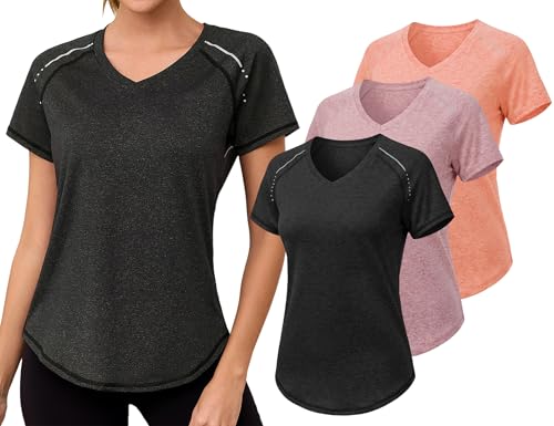 Gyabnw Women's Sports T-Shirt, Short-Sleeved, V-Neck T-Shirts, Women's Clothing, Sports, Quick-Drying, Yoga, Fitness, Running Top, Athletic Training