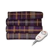 Sunbeam Heated Throw Blanket Fleece Electric Warm Purple Plaid