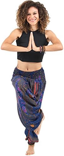 Harem Pants Unisex Peacock Eye Jumpsuit Harem Pants for Men & Women