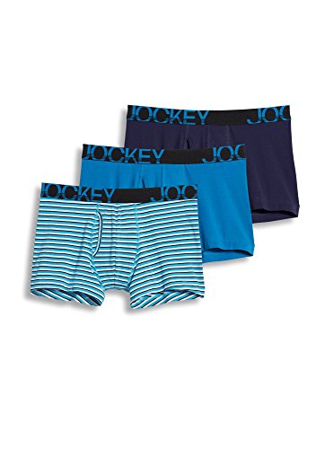 Jockey Men's Underwear ActiveStretchâ„¢ Boxer Brief - 3 Pack, true navy/white and blue stripe/turquoise, M