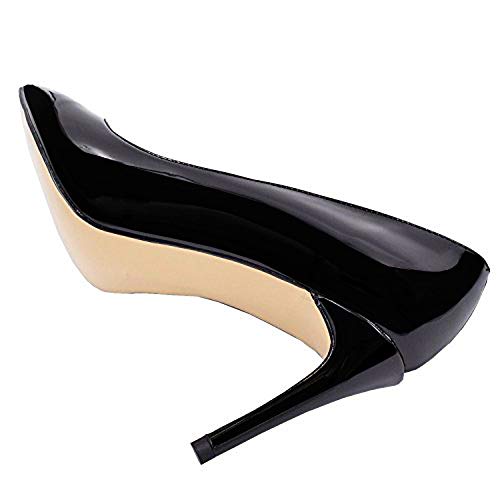 image for LOVIRS Womens Black Office Basic Slip on Pumps Stiletto Mid-Heel Point
