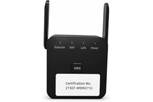 WiFi Range Extender, Dual Band 2.4GHz/5GHz, 300Mbps Signal Booster, Dual Antennas, WPS Button, Ethernet Port, Easy Setup