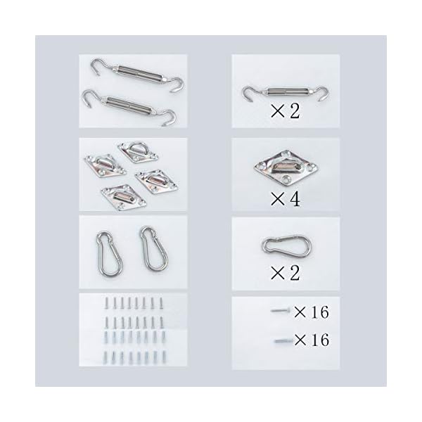 Allein 40Pcs Sonnensegel Befestigungs, Sonnenschutz Segel Fixing Kit 304 Edelstahl, Wandhalterung Sonnensegel… – Bild 5