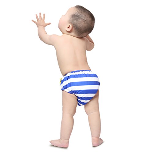 Free Swimming Baby Reusable Absorbent Swim Diaper Four Size for Your Choice (XL, White+Blue) - Thumbnail 5