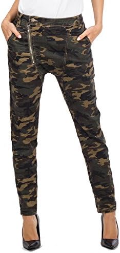 Camo Military Camouflage Slim Drop Crotch Jeans - Dark Green (12)