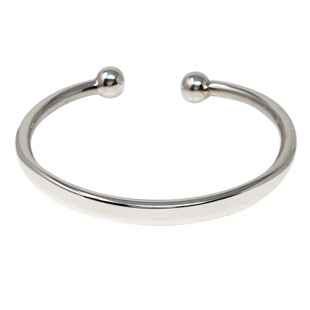 Treasure Bay Men's Heavy Solid 925 Sterling Silver Torque Bangle Plain Silver Cuff Bangle for Men