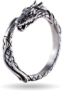 925 Sterling Silver Viking Wikinger Jormungand Midgard Serpent Snake Dragon Ring