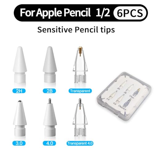 Replacement Pencil Tips for Apple Pencil Pro,Upgraded Pencil Tips fit for Apple 2nd 1st Gen USB-C,and Logitech Crayon Digital Pencil,Pencil Tips Pad Pro Pencil Sets (6) (clear3)