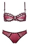LeFox Women's Lumiere Lace Unlined Balconette Bra and Panty Set - (Red 32A)