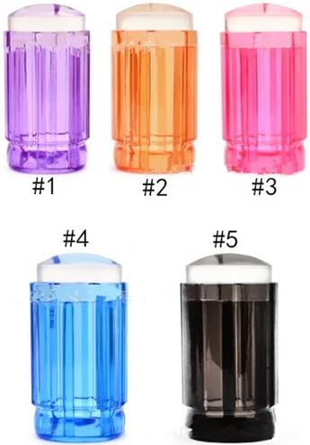 3Pcs/set Clear Jelly Silicone Marshmallow Nail Art Stamper Colorful Handle Stamper &amp; 2 Scrapers #2
