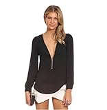 ShungHO Sleeve V Collar T-Shirt Chiffon Mini Sexy Long