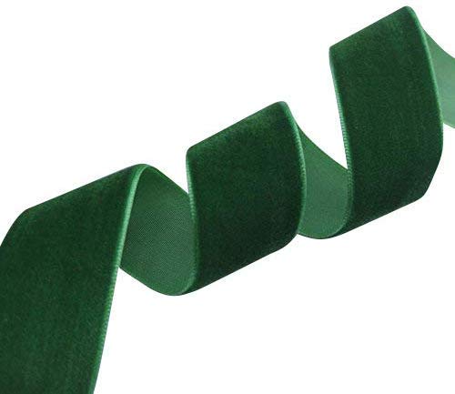 Chenkou Craft 5 Yards Velvet Ribbon Christmas Docoration Craft Packing (Green, 1"(25mm))