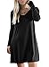 Offergood Women's Sexy Casual Loose Fit Lace Up Long Sleeve T Shirt Dress Black