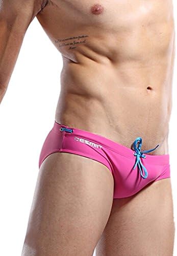 RUOYUCL Men's Rope Waist Sexy Swim Briefs Solid Trunks