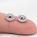 Lavishe Rhodium Plated 925 Sterling Silver Cubic Zirconia Mini Evil Eye Earrings for Women