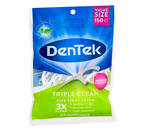 DenTek Triple Clean Floss Picks, Mouthwash Blast Fluoride Coating, 150-Count, 1-Pack