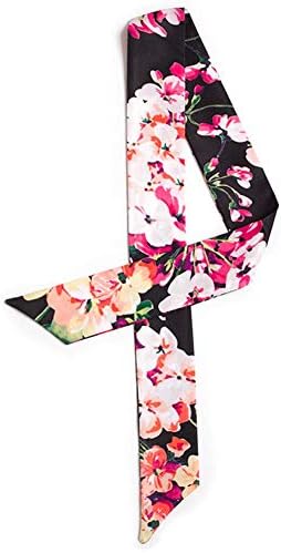 ANJUY Women's Flower Pattern Twilly Scarf Headband Neckerchief Handbag Ribbon Head Wrap,Pack of 2