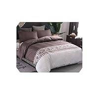 Duvet Cover Floral Printing Bedding Set Cotton Bed Linens Comforter Quilt Covers Sets Soft Queen King Size Bedclothes,Brown,Single 2pcs 150x200