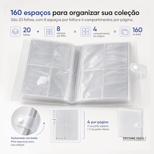 Pasta Porta Figurinhas Copa Do Mundo 2026 Capa Protetora Transparente Brochura 160 Espaços Fechamento Em Botão
