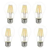 La Farah A19 LED Filament Bulb 6W, Non-Dimmable,60 Watt Incandescent Bulb Equivalent, 600 lumen, 2700K Warm White,E26 LED Edison Bulb Clear, 120v, ETL Listed -Pack of 6