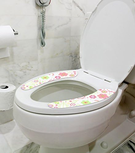 Urban Galley Toilet Seat Lid Cover Pads Ultra Soft Bathroom Toilet Lid Warmer Sticky Washable Silicon Mat Anti-Bacteria Health (Big Flower)