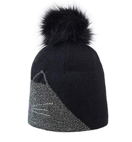[- Alice Hannah Women's Whiskers Beanie, Black, One Size  -]
