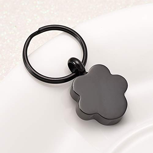 Cremation Ash Urn Keychain for Pet Ashes Cremation Jewelry for Human Ashes Dog Cat Cremation Keepsake Memorial Urn Keychain Ash Holder for Women Men (Paw Black) - Thumbnail 2