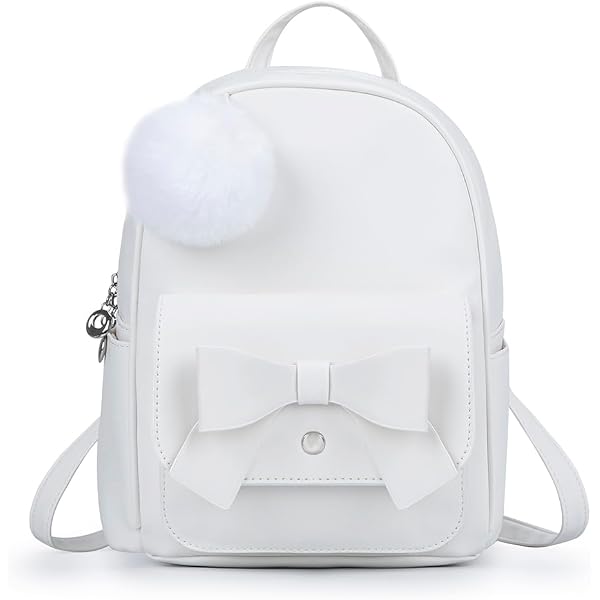 3396 Girls Bowknot Cute Mini Backpack Purse Teenage PU Leather Pompom Aogist Girls Mini Leather Backpack Purse Set with Bowknot  main image 4