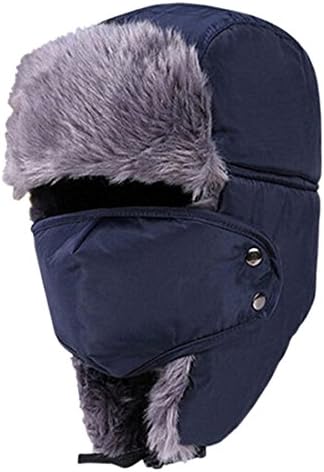 yubinyu Winter Trapper Hat Ushanka Russian Style Hat With Ear Flap Chin Strap Windproof Mask For Men