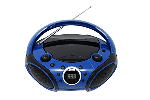 SINGING WOOD CD, CD-R/RW Boombox Portable/w Bluetooth Player AM/FM Radio Aux Input, Headset Jack, Foldable Carrying Handle (Starlight Blue) - Thumbnail 2