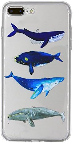 iPhone 8 Plus Clear Soft Case / iphone 7 Plus Transparent Case Bumper Anti-Scratch Slim Ultra Thin Flexible Back Cover for iPhone 7 Plus 5.5-Inch (Whales)