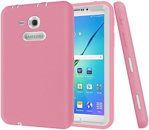 Galaxy Tab 3 Lite 7.0 Case,Galaxy Tab E Lite 7.0 Case,MAKEIT Dual Layer Hybrid Armor Protection Defender Case Cover for Samsung Galaxy Tab 3 Lite 7.0" and Tab E Lite 7.0"-Pink/White