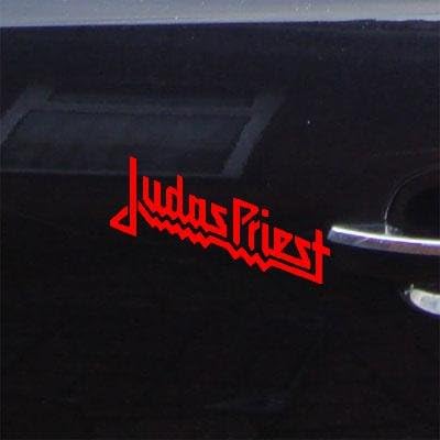 reprowiwi Art Bike Wall Vinyl Window Judas Priest Home Decor CAR Wall Art Helmet Laptop Metal Rock Band Decoration Notebook Sticker Decal MacBook Adhesive Vinyl Decor DIE Cut AUTO CAR RED