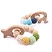 2pc Baby Wooden Teethers Organic Elephant Fish shaped Teething Chewable Toy Montessori Baby Teething Safe and Natural Baby Shower Gift