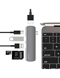 USB C Hub, Purgo adaptador de tipo C Hub de aluminio Dongle para 2016 2017 2018 Macbook 12 Inch con 4 K HDMI, carga, 2 puertos USB 3.0 y lector de tarjetas SD Micro, Gris (Space Grey)