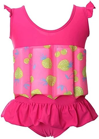 Toddler Children One-Piece Sun Protection Float Suit With Detachable Buoyancy Swimsuit Rose Large