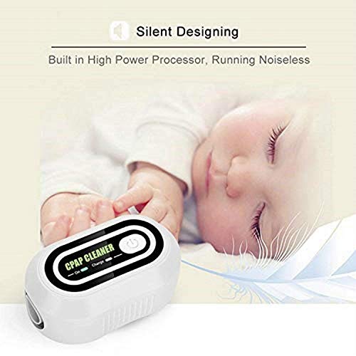 CPAP Cleaner & Sanitizer, Vktech Portable Mini CPAP Cleaner Disinfector, Recharge Ozone Sterilization Cleaner Machine for CPAP Mask Air Tubes Respirator Heated Hose Pipe Tube Accessories, White