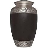 Brown Funeral Urn by Liliane Memorials - Cremation Urn for Human Ashes - Hand Made in Brass - Suitable for Cemetery Burial or Niche - Large Size fits remains of Adults up to 200 lbs - Ojaha Model