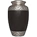 Funeral Cremation Urn for Human or Pet Ashes - Hand Made in Brass & Hand Enameled in Brown with Silver accents - Liliane Memorials Ojaha model (Adult)