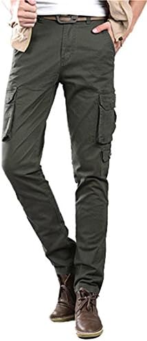 Wsirmet Men's Slim Fit Straight Leg Elastic Sports Casual Multi-Pockets Cargo Pants