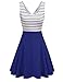 MISSKY Women's Open Back Sleeveless Sexy Hollow Out Slim Fit Black White Stripe Casual Cocktail Cute Mini Swing Dress (L, Dark Blue)