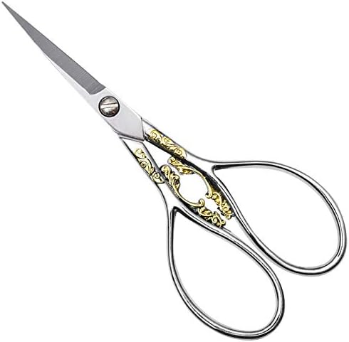 Classic Stitching Scissors, Vintage European Auspicious Clouds Stain Metal Scissors Sliver Sharp Tip for Paintings Needlework Craft Provides Chopping Instruments Scissors BROSHAN