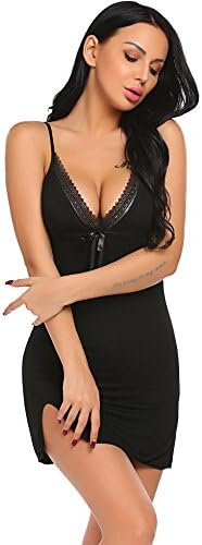 Dongba Women V Neck Chemise Nightgown Lace Lingerie Full Slip Sleepwear Dress