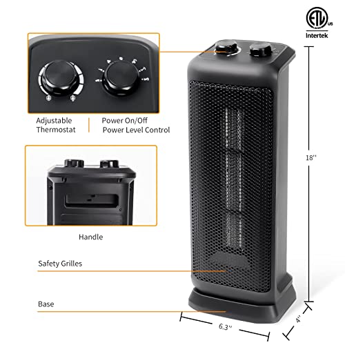 BEYOND BREEZE Space Heater, 1500W Ceramic Oscillating Portable Electric