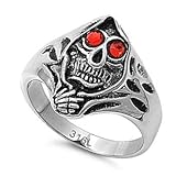 JewelryVolt Stainless Steel Ring Skull CZ Muerte