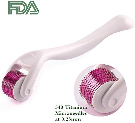 Derma Roller Microneedles Kit Cosmetic Instrument for Face, Micro Needle 0.25mm Size 540 Titanium for Face & Body Skin Care with 1 Protective Case(White)